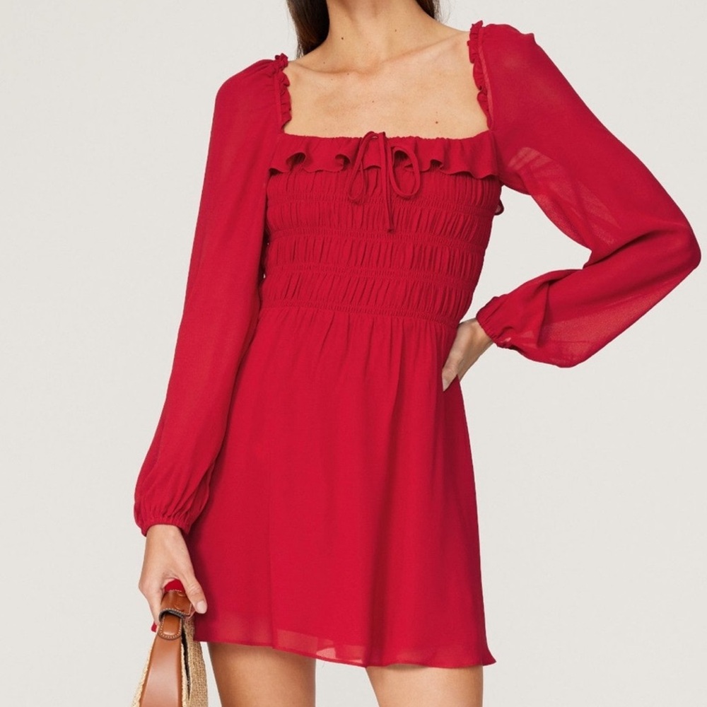 NWOT Valentine’s day Reformation Morris Mini Dress Cherry Red XS